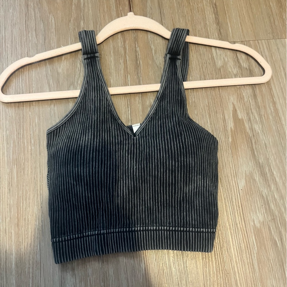 Ribbed Gray Crop Top
